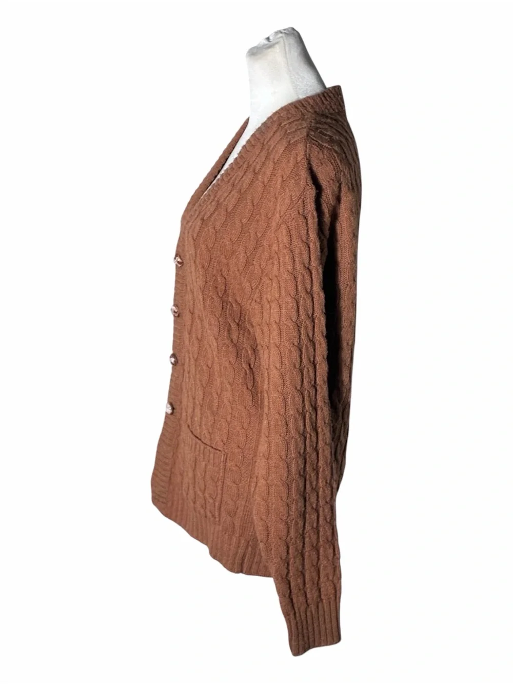 Lord Jeff vintage brown cable knot cardigan sweater Sz Medium